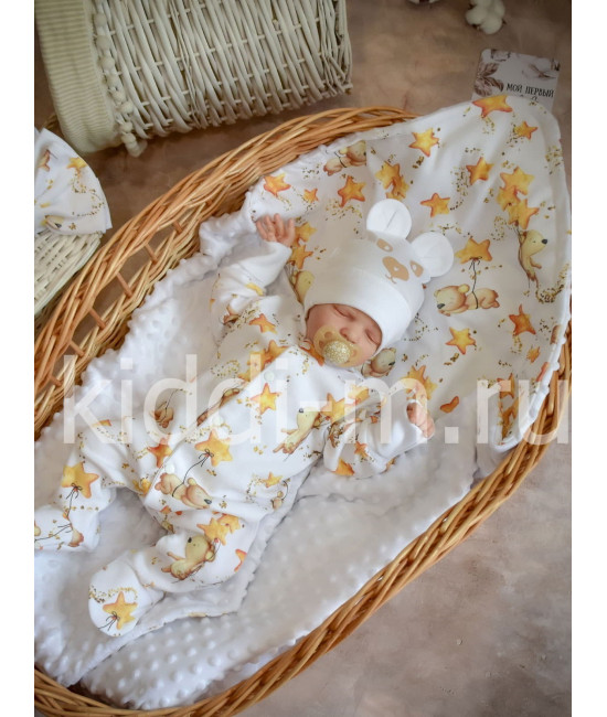 Комплект на выписку Picolita Топотушки-Минки белый-желтый