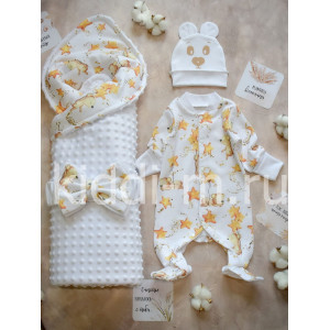 Комплект на выписку Picolita Топотушки-Минки белый-желтый