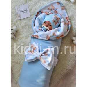 Летний комплект на выписку Picolita Топотушки-Мишка голубой