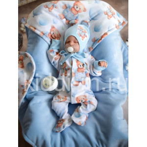 Летний комплект на выписку Picolita Топотушки-Мишка голубой