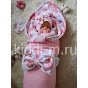 Летний комплект на выписку Picolita Топотушки-Мишка розовый