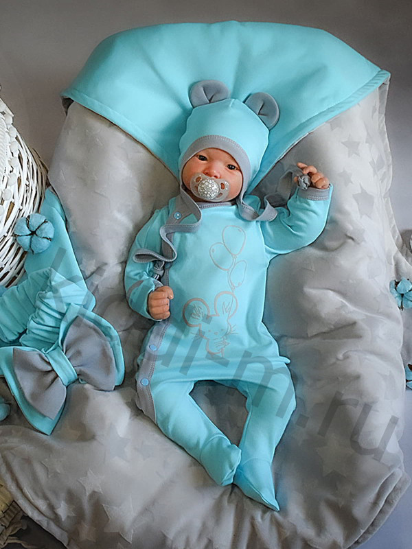 Летний комплект Picolita Топотушки-Мышка серый-голубой