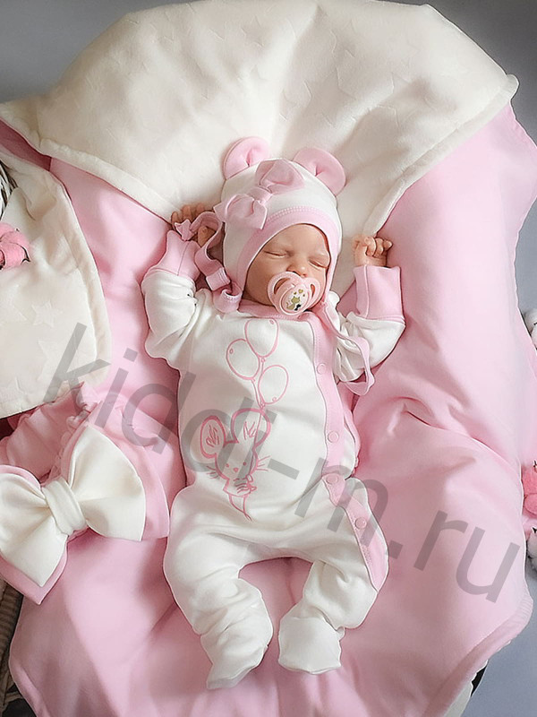 Летний комплект Picolita Топотушки-Мышка молочный-розовый