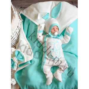 Летний комплект на выписку Picolita Топотушки-Зайка молочный-бирюза