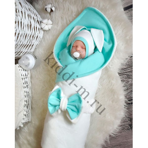 Летний комплект на выписку Picolita Топотушки-Зайка молочный-бирюза