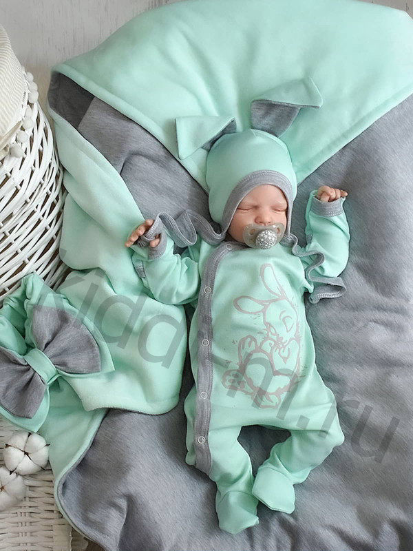 Летний комплект Picolita Топотушки-Зайка ментол-серый