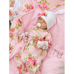 Летний комплект для девочки Picolita Топотушки-Цветочный роза розовый