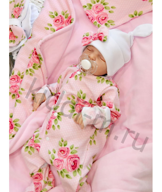 Летний комплект для девочки Picolita Топотушки-Цветочный роза розовый