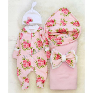 Летний комплект для девочки Picolita Топотушки-Цветочный роза розовый