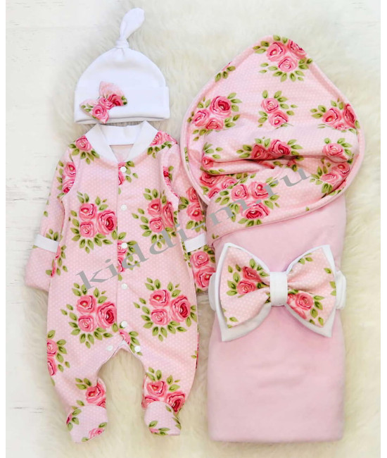 Летний комплект для девочки Picolita Топотушки-Цветочный роза розовый