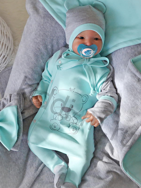 Летний комплект Picolita Топотушки-Мишка серый-ментол