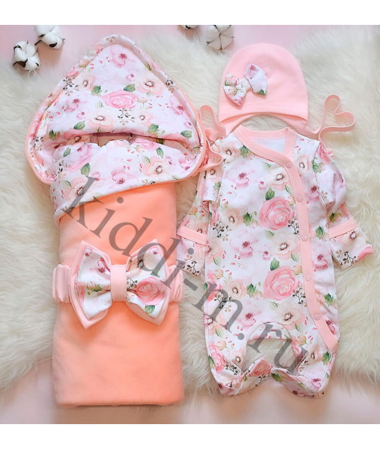 Комплект на выписку Picolita Топотушки-Цветочный роза персик