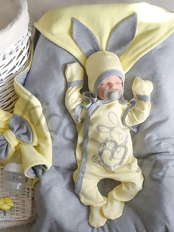 Летний комплект Picolita Топотушки-Зайка желтый-серый