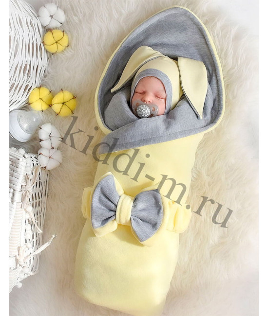 Летний комплект на выписку Picolita Топотушки-Зайка желтый-серый