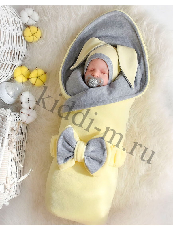 Летний комплект на выписку Picolita Топотушки-Зайка желтый-серый