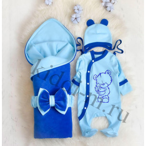Летний комплект Picolita Топотушки-Мишка синий-голубой