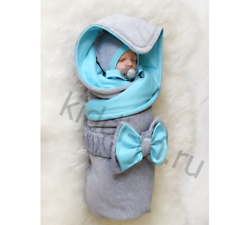 Летний комплект на выписку Picolita Топотушки-Мишка серый-бирюза