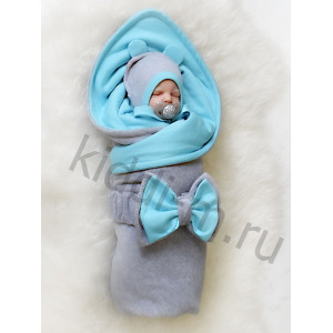 Летний комплект на выписку Picolita Топотушки-Мишка серый-бирюза