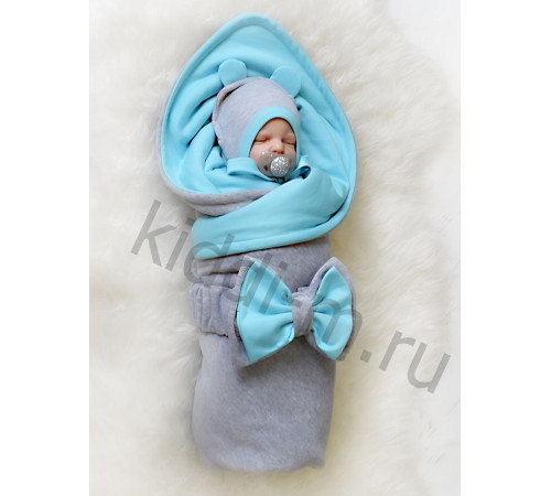 Летний комплект на выписку Picolita Топотушки-Мишка серый-бирюза