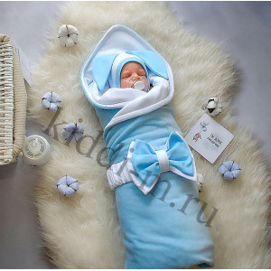 Летний комплект на выписку Picolita Топотушки-Зайка белый-голубой