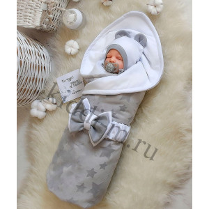 Летний комплект на выписку Picolita Топотушки-Мышка серый-белый