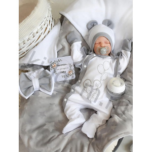 Летний комплект на выписку Picolita Топотушки-Мышка серый-белый