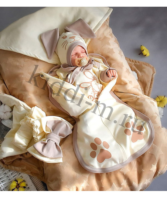 Летний комплект на выписку Picolita Топотушки-Зайка крем-брюле