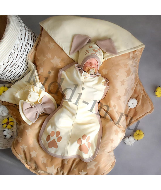 Летний комплект на выписку Picolita Топотушки-Зайка крем-брюле