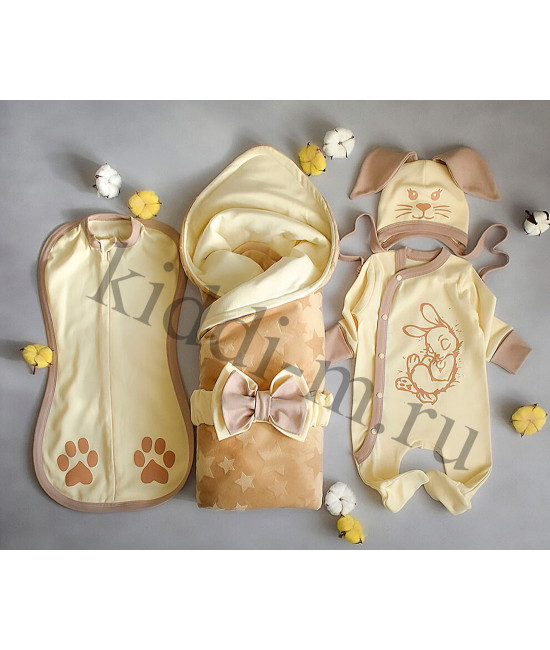 Летний комплект на выписку Picolita Топотушки-Зайка крем-брюле