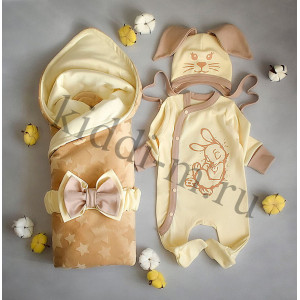 Летний комплект на выписку Picolita Топотушки-Зайка крем-брюле