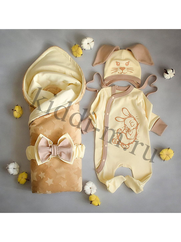 Летний комплект на выписку Picolita Топотушки-Зайка крем-брюле