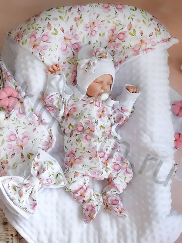 Летний комплект Picolita Топотушки-Цветочный магнолия белый