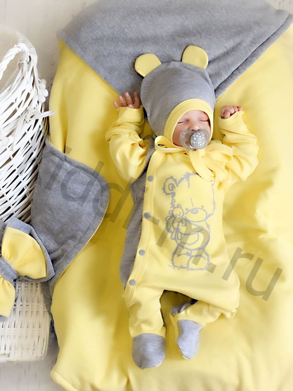 Летний комплект Picolita Топотушки-Мишка серый-желтый