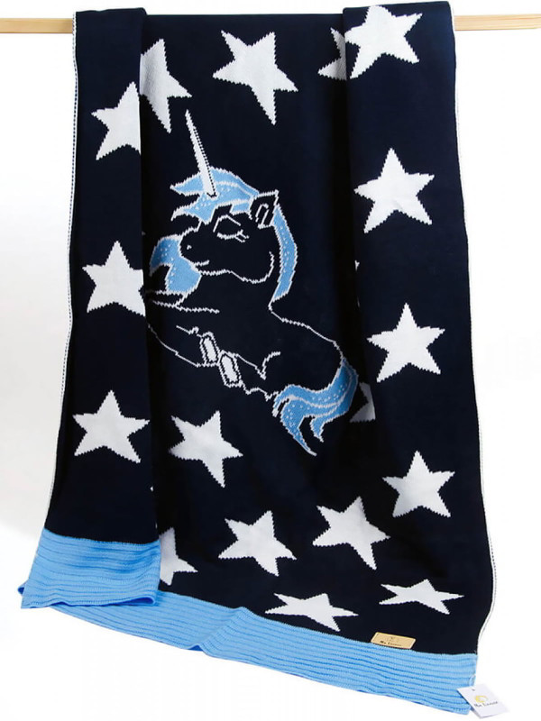 Вязаный плед Ma Licorne La petite темно-синий